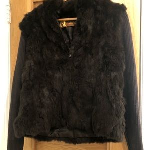 Fur with ribbed sleeve Jacket